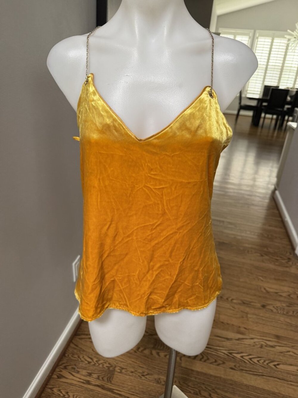 NWT Ramy Brook Kimberly Velvet Top Mustard Yellow Small